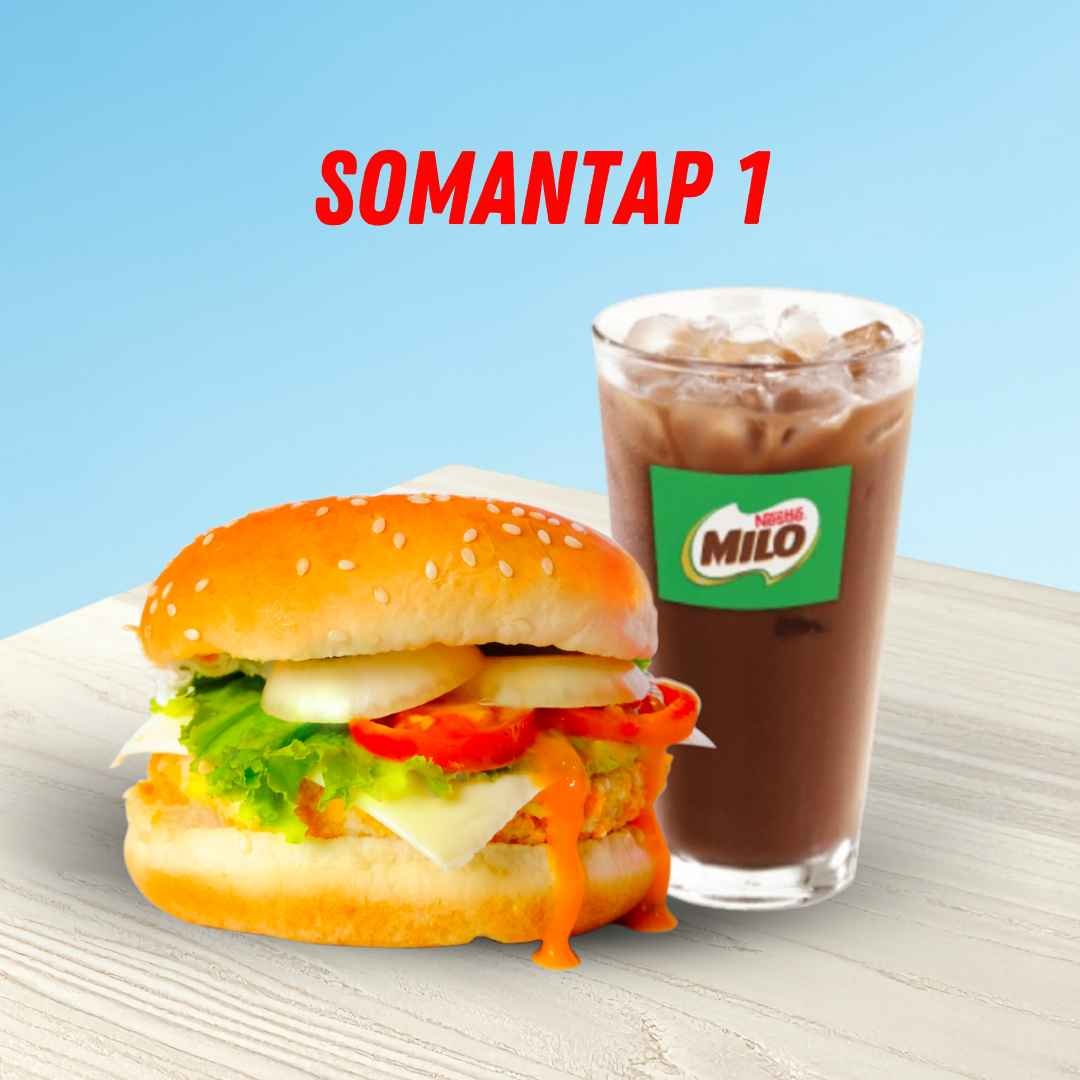 Paket Somantap 1 Burger + Milo