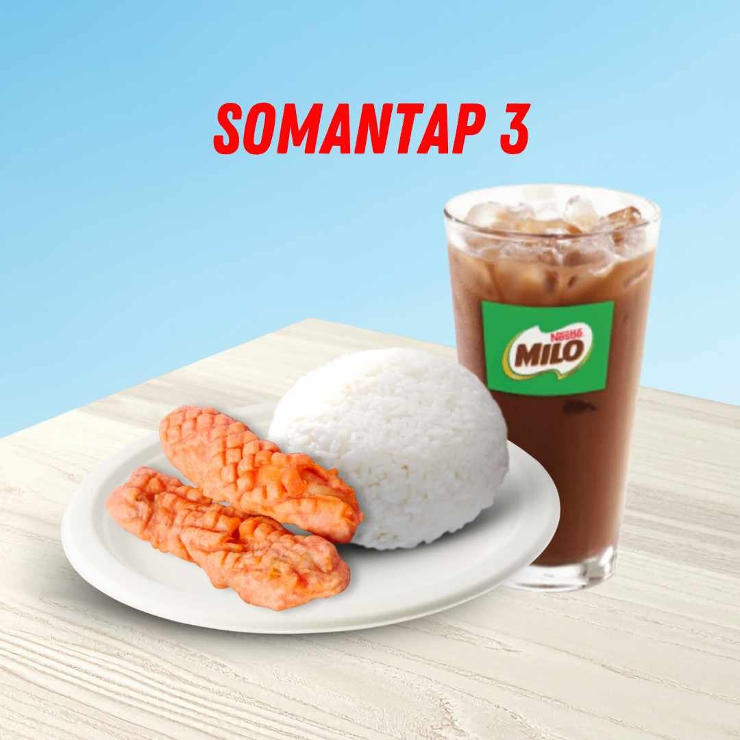 Paket Somantap 3 Chicken Strip + Nasi + Milo