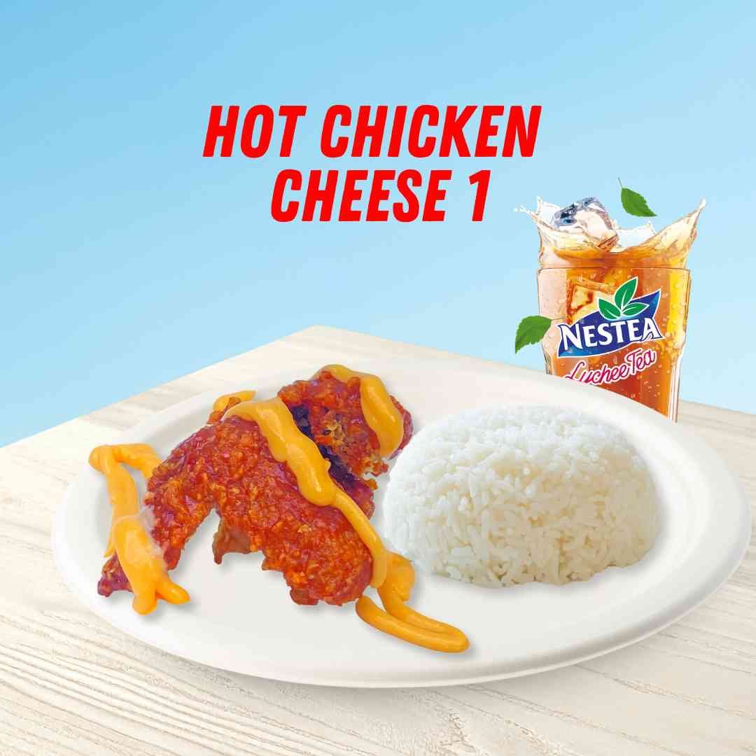 Hot Chicken Cheese Sayap + Nasi + Lychee Tea