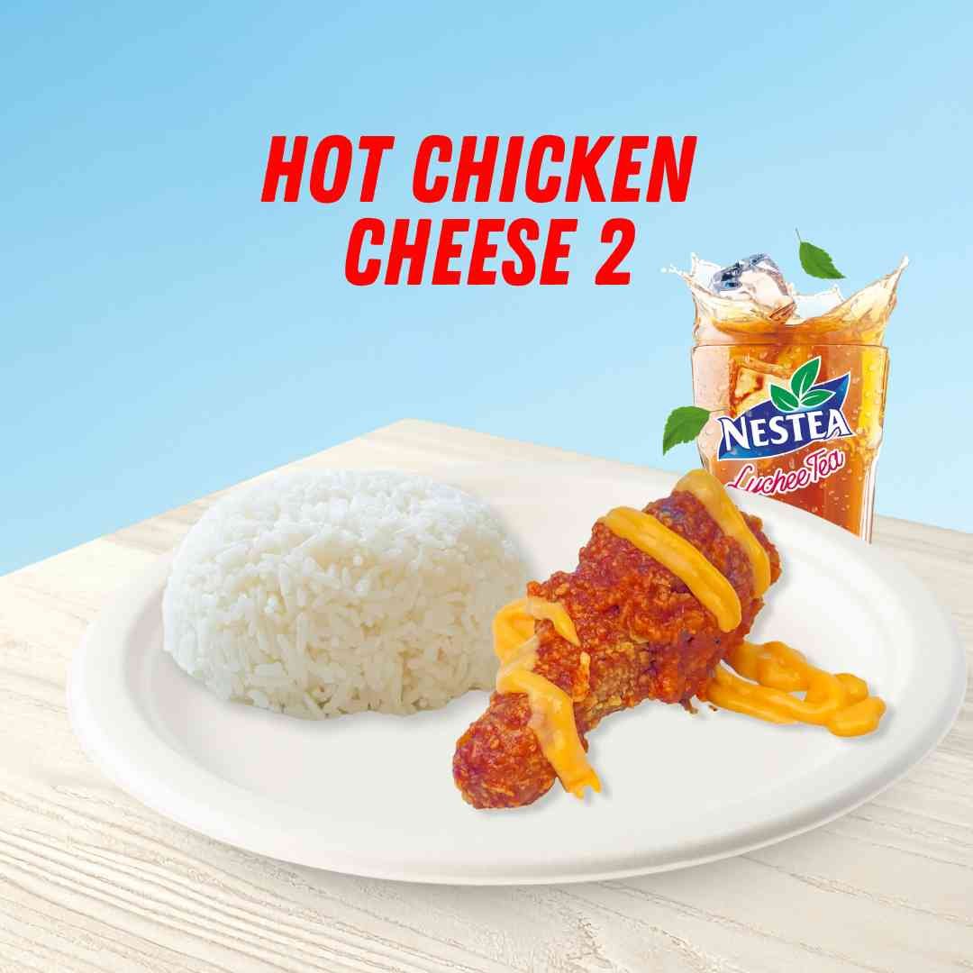 Hot Chicken Cheese Paha Bawah + Nasi + Lychee Tea