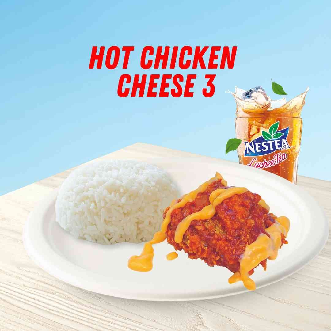 Hot Chicken Cheese Paha Atas + Nasi + Lychee Tea