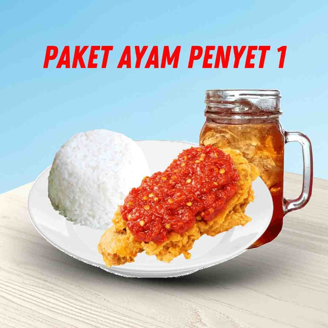 Paket Penyet 1 Sayap/Paha Bawah + Nasi + Es Teh