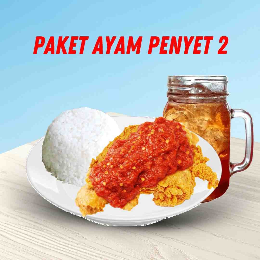 Paket Penyet 2 Paha Atas/Dada + Nasi + Es Teh